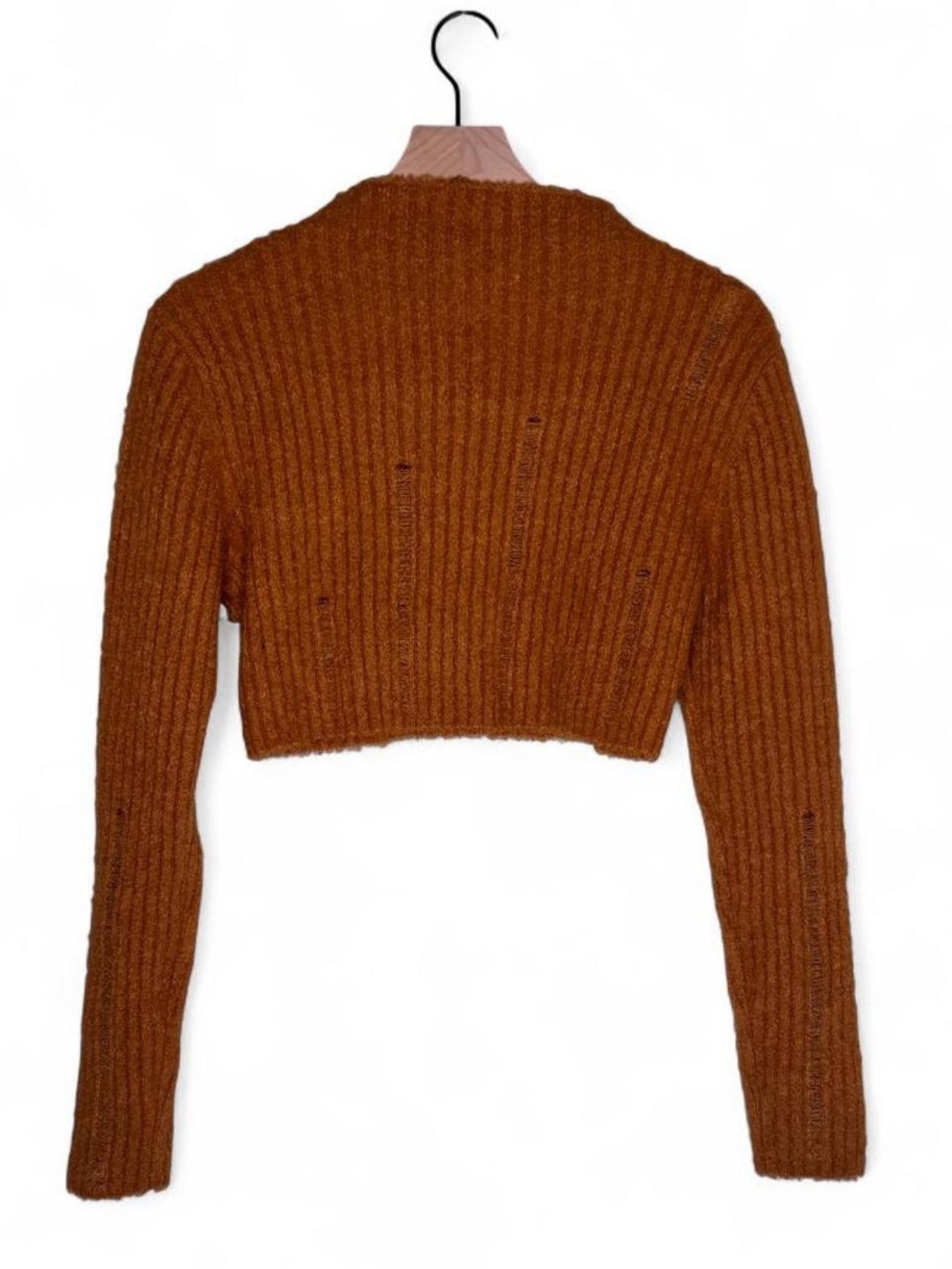 Cropped Ribbed Mock-Neck Sweater - Rust - Picture 2 of 8